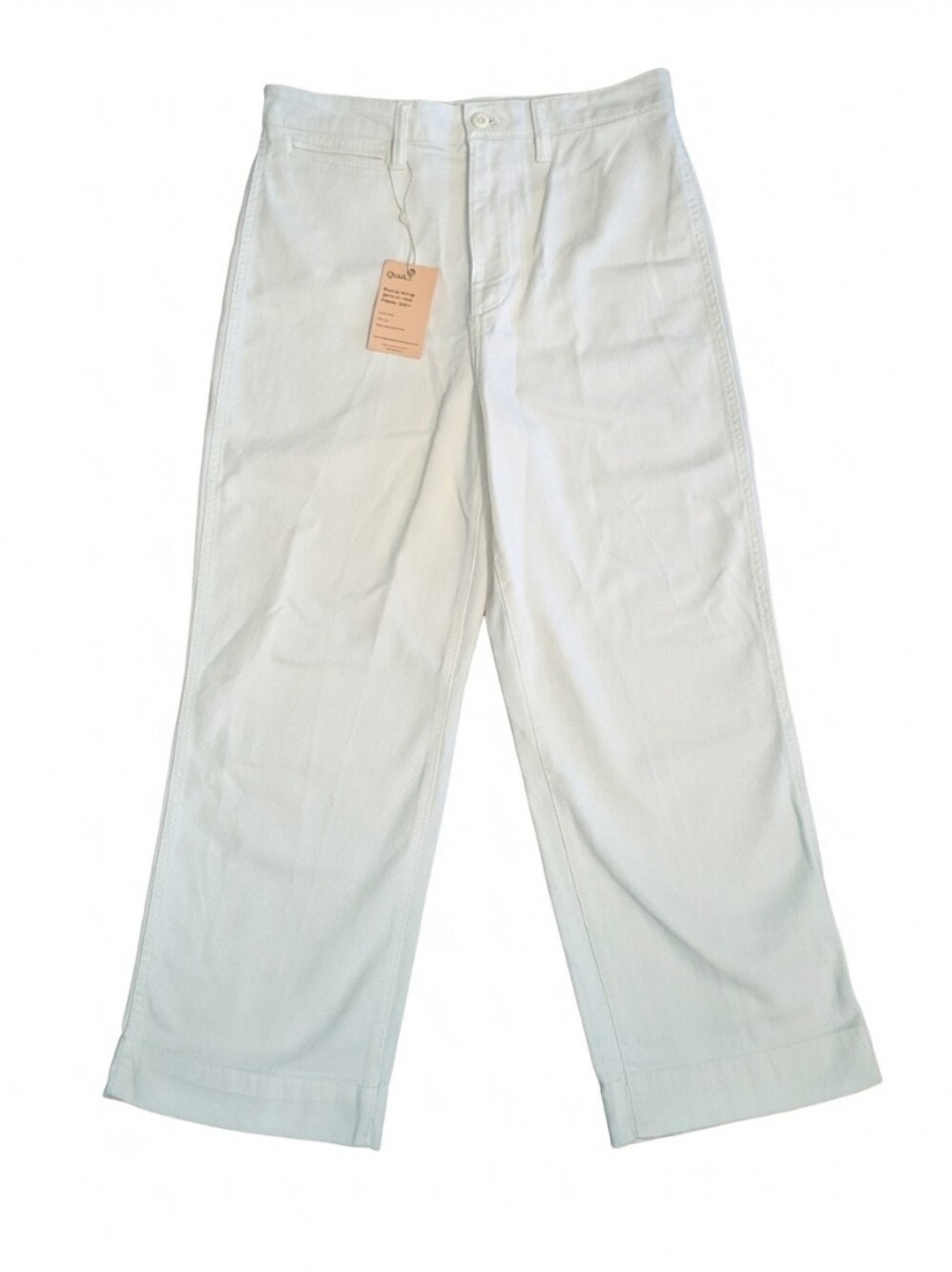 NWT Quince Organic Cotton Wide Leg Crop Pants Ivory Off White Womens Sz 29 Chino